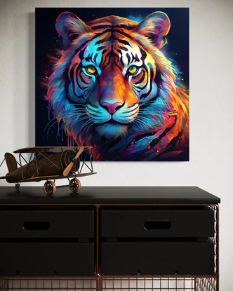 Leinwandbild Tiger Pop Art Farbig 
