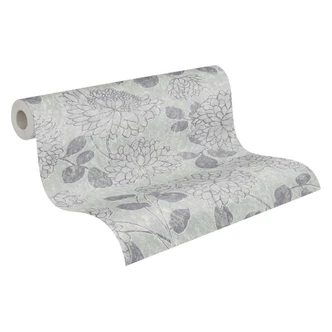 Carta da parati floreale grigio argento - Carta da parati in tessuto non tessuto A.S. Création 