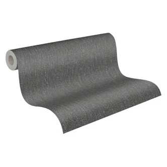 Papier peint structuré Noir Gris - Papier peint intissé A.S. Création 