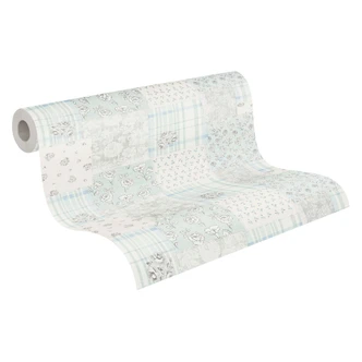 blomstret tapet blågrå - non-woven tapet landsted A.S. Création - mat og lys struktur 