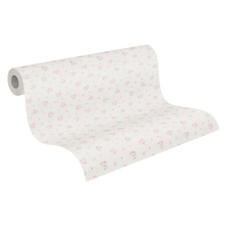 Blomstertapet grå rød - non-woven tapet landhus A.S. Création - mat og lys struktur 