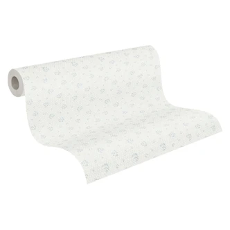 blomstertapet gråblå - non-woven tapet landhus A.S. Création - mat og let tekstureret 
