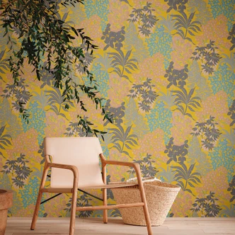 Jungle papier peint jaune, noir - papier peint intissé feuilles plantes papier peint à motifs modernes 