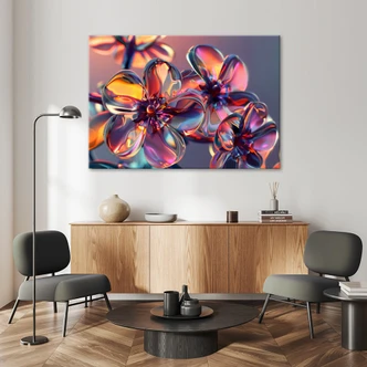 Leinwandbild, Glasblumen in Pastellfarben 