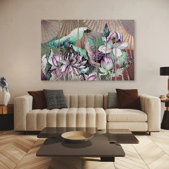Leinwandbild 5 teilig, Heilige Lotos und Fanter 