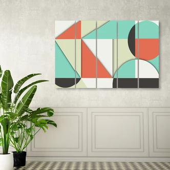 Leinwandbild 5 teilig, Geometrische Abstraktionsformen 