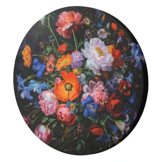 Rundes Leinwandbild Blumenstrauß aus Vintage-Blumen 