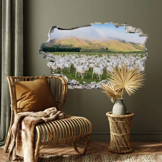 3D Muursticker Colombo - Schapen in Nieuw Zeeland 