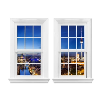 adesivo murale 3D a doppia finestra - Berlino Panorama 