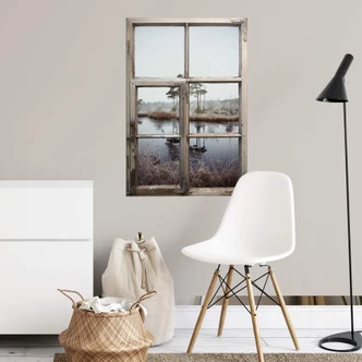 sticker mural 3D fenêtre shabby - Together 