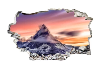 Sticker mural 3D Sommet de la montagne 