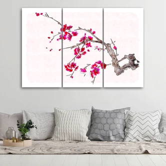 Leinwandbild 3-teilig, Kirschblüte Japan Natur 