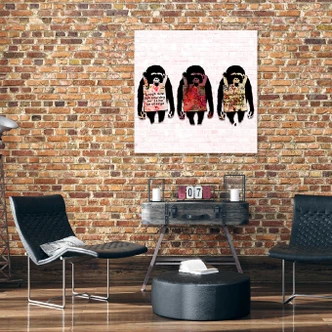 Leinwandbild, Banksy lachen die Affen 