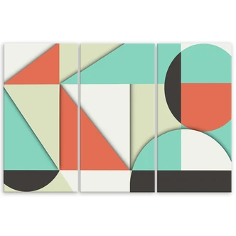 Leinwandbild 3 teilig, Geometrische Abstraktionsformen 