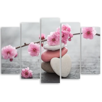 Leinwandbild 5 teilig, Herz Stein Rosa 