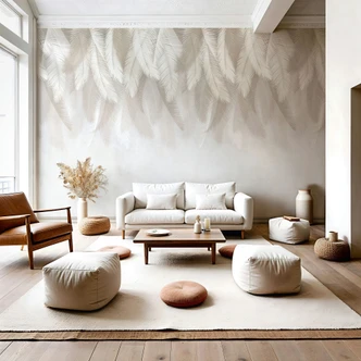 Fotomural hojas Papel pintado no tejido moderno mate en beige 2,70 x 1,59 m Fotomural hojas Papel pintado no tejido moderno mate en beige 2,70 x 1,59 m