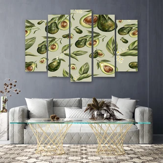 Leinwandbild 5 teilig, Avocado -Hälften 