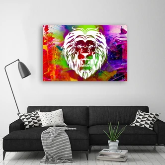 Leinwandbild, Bunte Löwe Abstraktion 