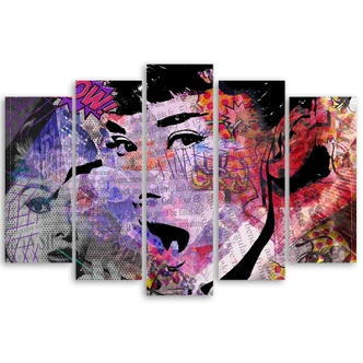 Leinwandbild 5 teilig, Audrey Hepburn 