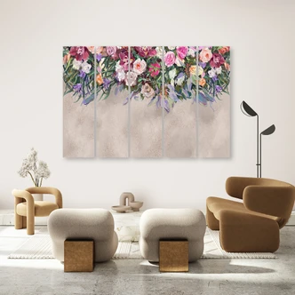 Leinwandbild 5 teilig, Blumen überwachsen 