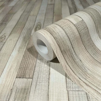 Non-woven tapet i trælook med korn beige trælook Non-woven tapet i trælook med korn beige trælook