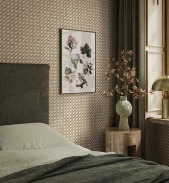 non-woven wallpaper in wood look and woven look beige wood look 
