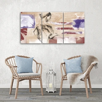 Leinwandbild 3-teilig, Weibliche Abstraktion Beige 