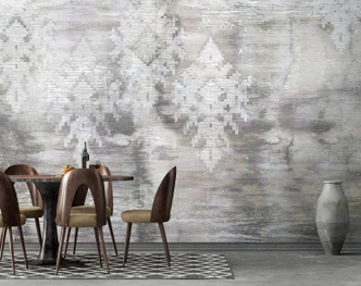 Fototapete Wandtapete mit Motiv Abstrakte Textur mit Ornament Muster in Grau Beige 2,7 x 2,12 m 