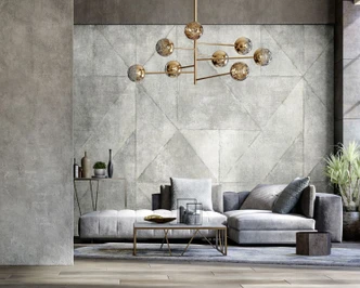 Fototapete Motivtapete Beton Optik mit Geometrischen Flächen in Hellgrau 2,7 x 2,12 m 