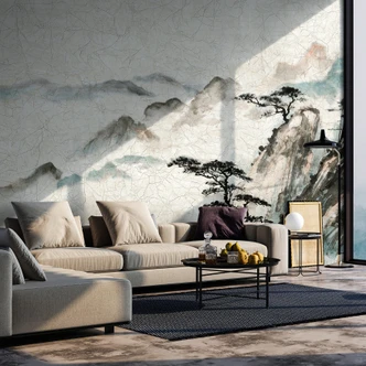 Fototapete Motivtapete Aquarell Ornament Floral Medaillon in Rosé Salbeigrün 2,7 x 2,12 m 