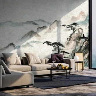 Fototapete Wandtapete mit Motiv Ornament Medaillon Muster in Beige Greige 2,7 x 2,12 m 