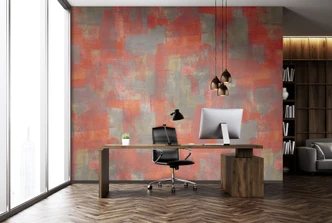 Fototapete Bildtapete Abstrakte Farbflächen in Rot Grau und Ocker mit Struktur 2,7 x 2,65 m 