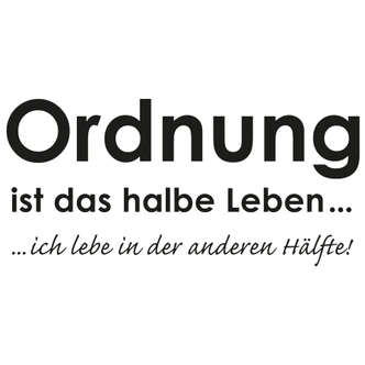Wandtattoo Ordnung ist das halbe Leben 