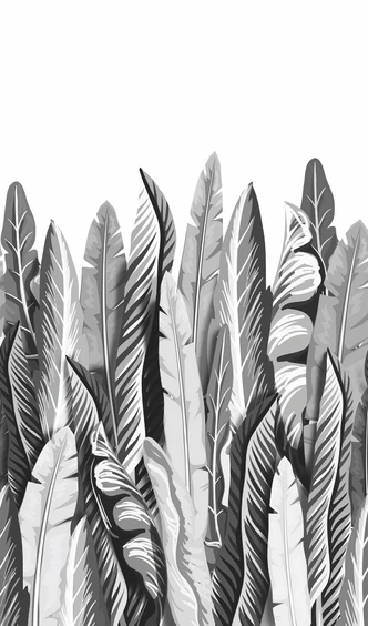 Fototapete mit Blattmotiv Schwarz, Weiß ,Floral 2,70 x 1,59 m 