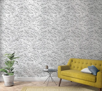 Damask patterned photo wallpaper grey,Ornamental 2.70 x 1.59 m 