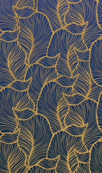 Fototapete mit abstraktem Blattmotiv Blau, Gelb ,Floral 2,70 x 1,59 m 