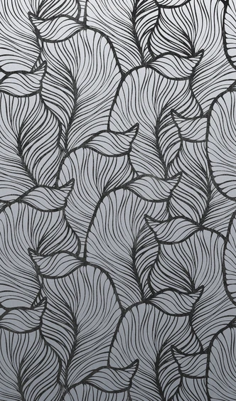 Wallpaper Photo wallpaper with abstract leaf pattern Grey, Black, Flower 2.70 x 1.59 m 