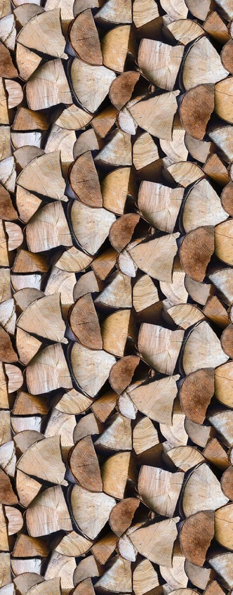 Stacked wood wallpaper Photo wallpaper Brown, Illustration 2.70 x 1.06 m 