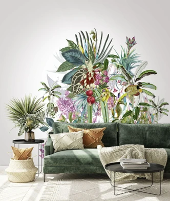 Fototapet med motiv Tropisk botanisk blandning med exotiska växter 3,4 x 2,65 m 