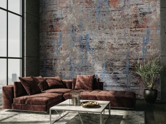 Fototapete Bildtapete Urbaner Used-Look in Beige und Blau mit Struktur 3,4 x 2,65 m 