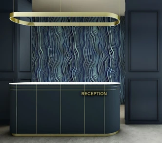 Fototapete Wandtapete mit Motiv Wellenlinien Muster in Blaugrün und Navy 3,4 x 2,65 m 