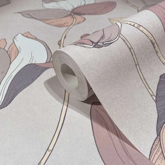 Vliestapete mit Comic-Blumen Look grau, braun Floral 