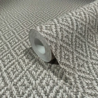 Vliestapete mit gestickter Rautenoptik braun, beige Grafisch 