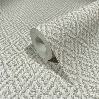 Vliestapete mit gestickter Rautenoptik beige Grafisch 