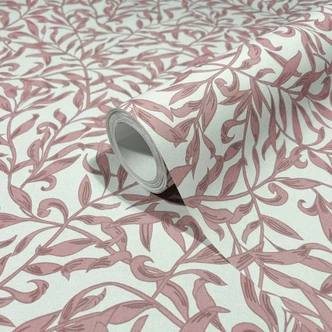 Non-woven wallpaper leaves, leaf motif floral nature in red 
