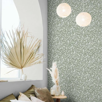 Tapeta z włókniny liście, motyw liści kwiatowa natura w kolorze zielonym 