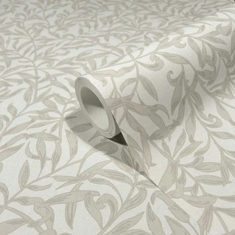 Non-woven wallpaper leaves, leaf motif floral nature in beige 