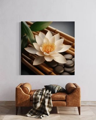 Leinwandbild Steine Zen Blumen Leinwandbild Steine Zen Blumen
