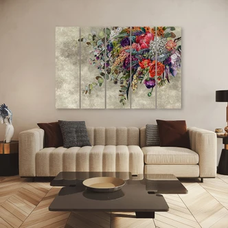 Leinwandbild 5 teilig, Blumenstrauß 