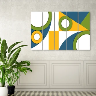 Leinwandbild 5 teilig, Geometrische Abstraktionsformen 